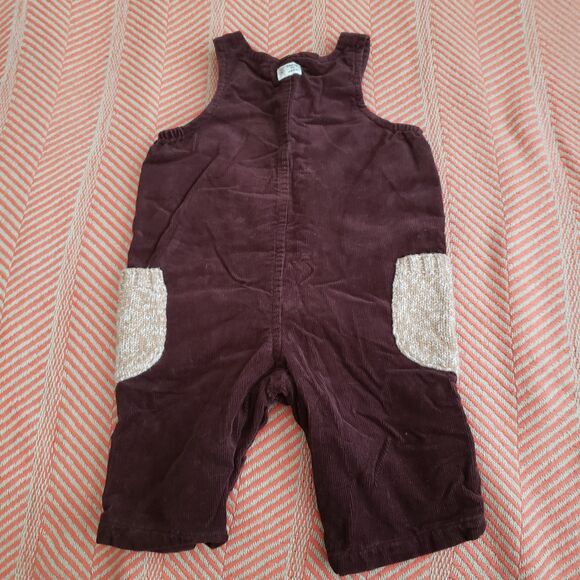 Janie and Jack Brown Corduroy Bear Overalls Size 0-3 Months Holidays/Winter - Picture 2 of 5